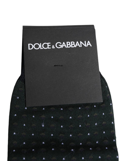 Dolce & Gabbana Black Polka Dots Cotton Mid Calf Socks
