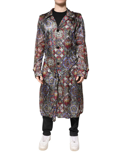 Dolce & Gabbana Multicolor Royal Bee Crown Trench Coat Jacket
