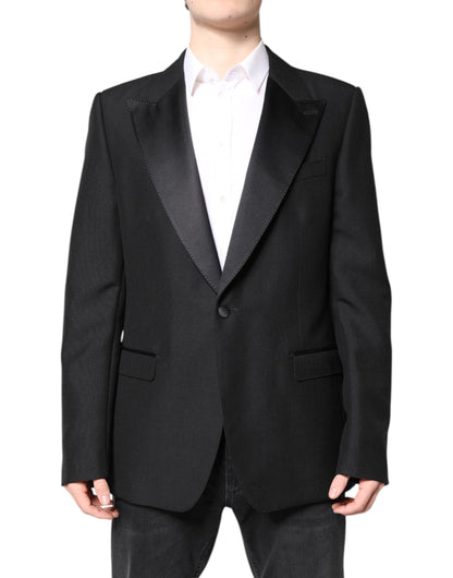 Dolce & Gabbana Black Wool Single Breasted Coat Blazer