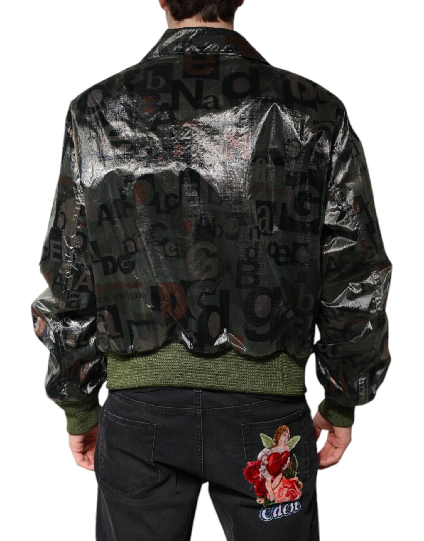 Dolce & Gabbana Green DG Logo Print Bomber Full Zip Jacket