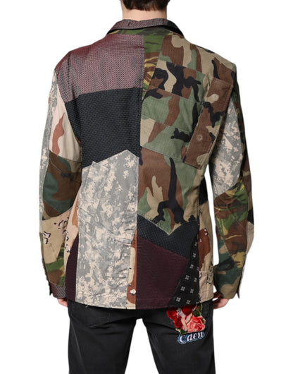 Dolce & Gabbana Multicolor Camouflage Patchwork Coat Blazer