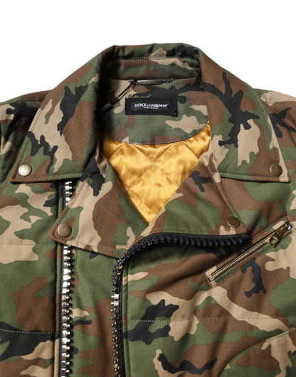 Dolce & Gabbana Multicolor Camouflage Nylon Biker Jacket