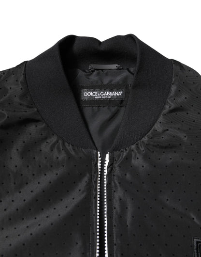 Dolce & Gabbana Black Long Sleeves Full Zip Bomber Jacket