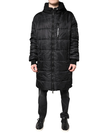 Dolce & Gabbana Black Hooded Parka Winter Men Coat Jacket