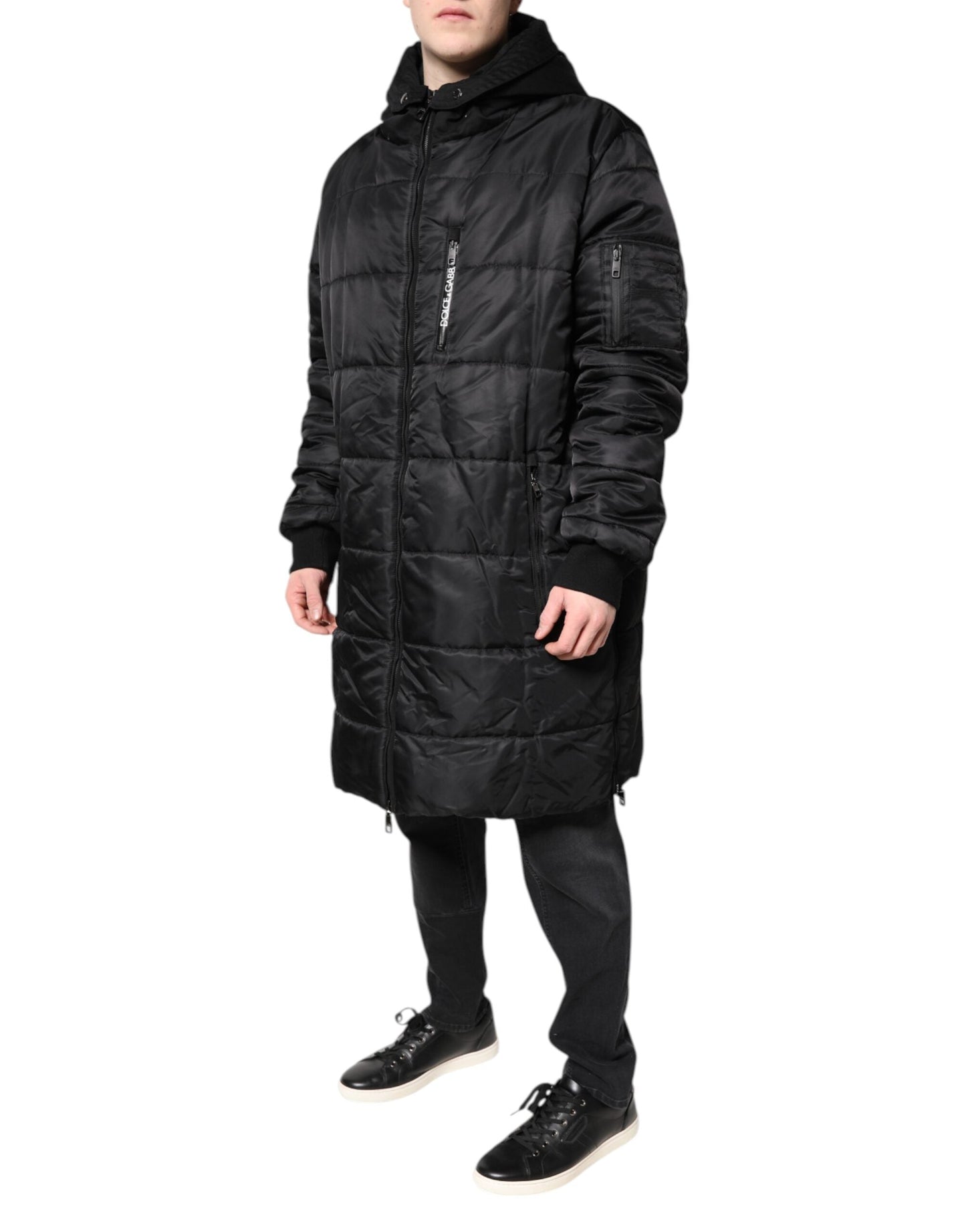 Dolce & Gabbana Black Hooded Parka Winter Men Coat Jacket
