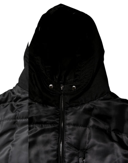 Dolce & Gabbana Black Hooded Parka Winter Men Coat Jacket