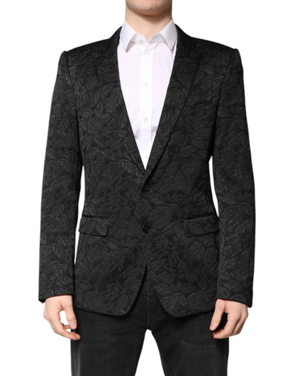 Dolce & Gabbana Black MARTINI Brocade Single Breasted Blazer