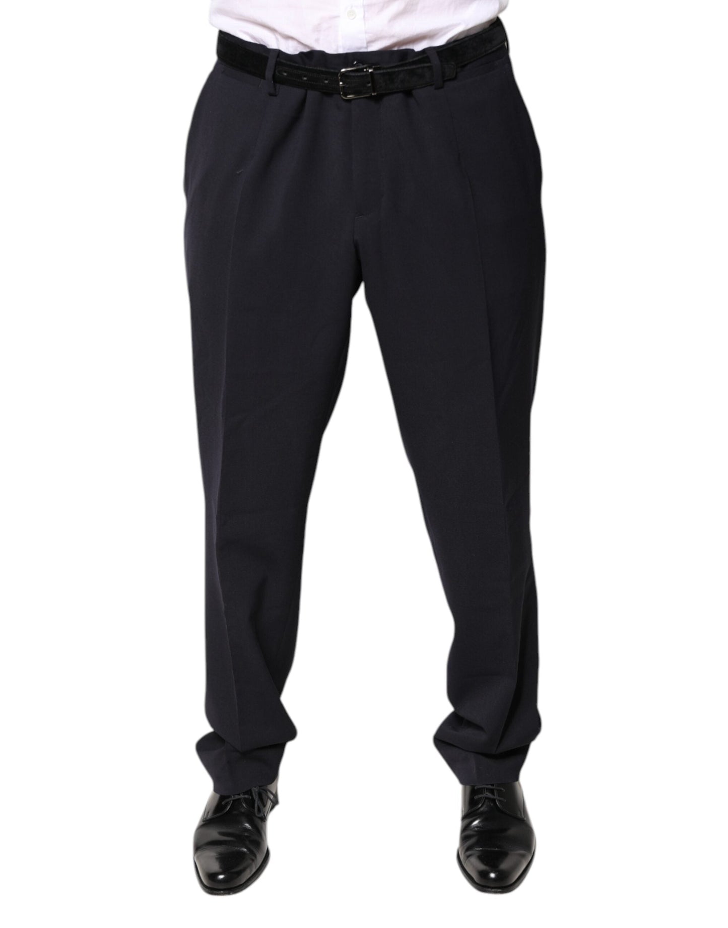 Dolce & Gabbana Black Wool Mid Waist Dress Pants