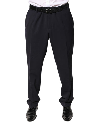 Dolce & Gabbana Black Wool Mid Waist Dress Pants