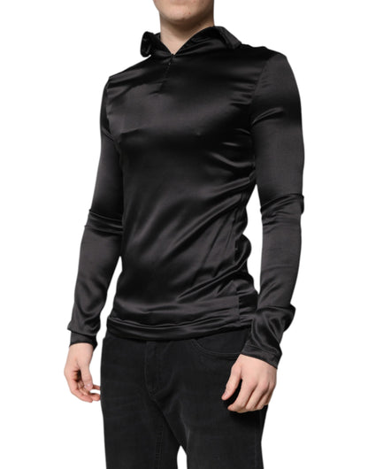 Dolce & Gabbana Black Silk Turtleneck Men Pullover Sweater