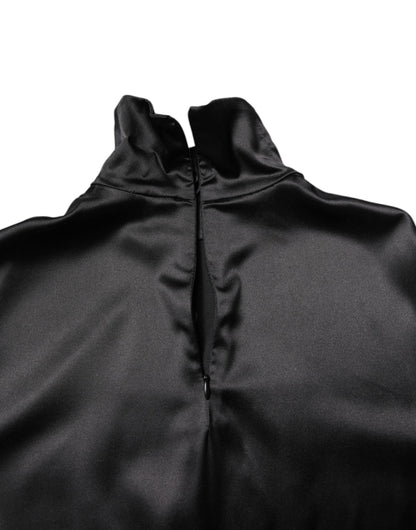 Dolce & Gabbana Black Silk Turtleneck Men Pullover Sweater