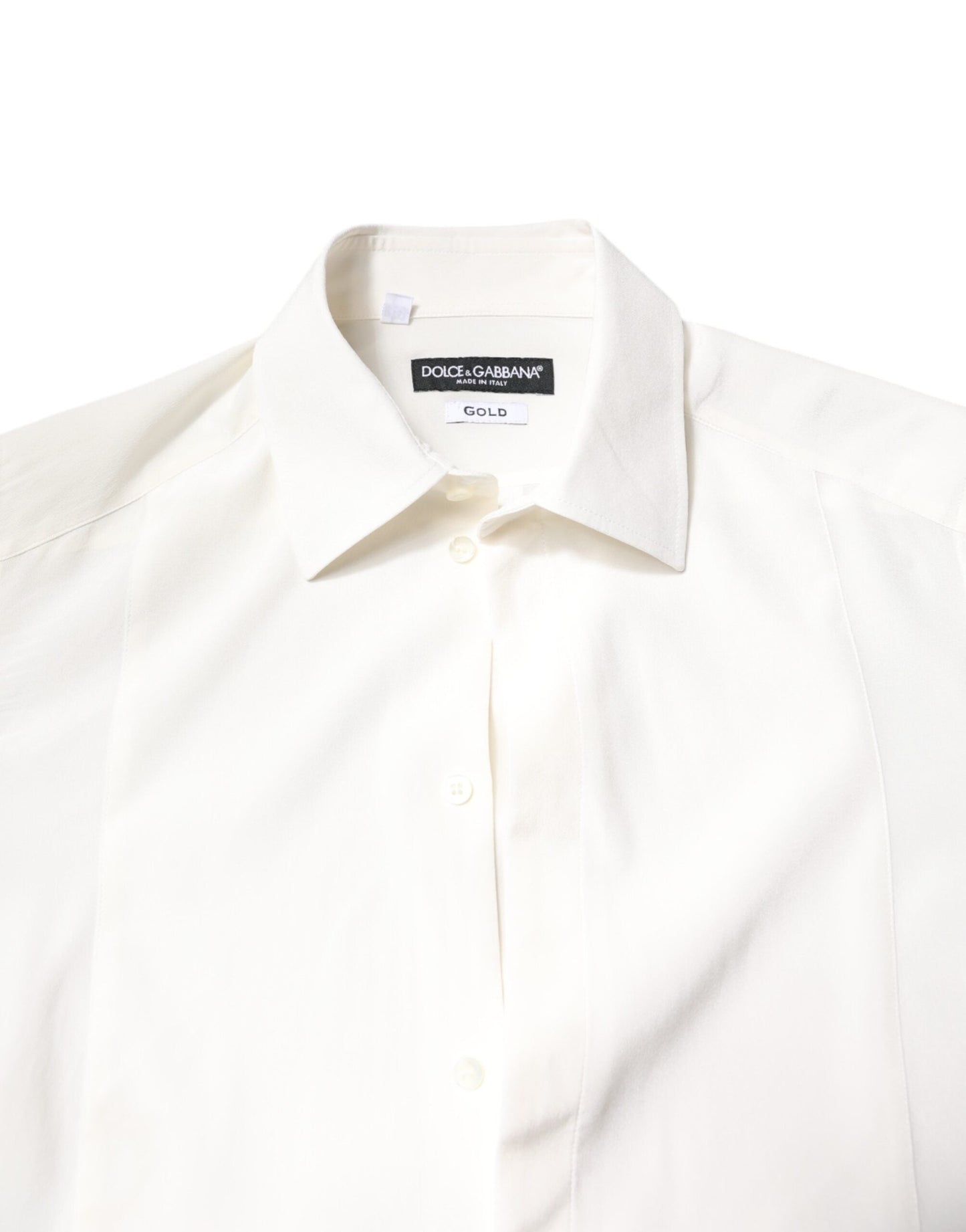 Dolce & Gabbana White Silk GOLD Dress Formal Collared Shirt