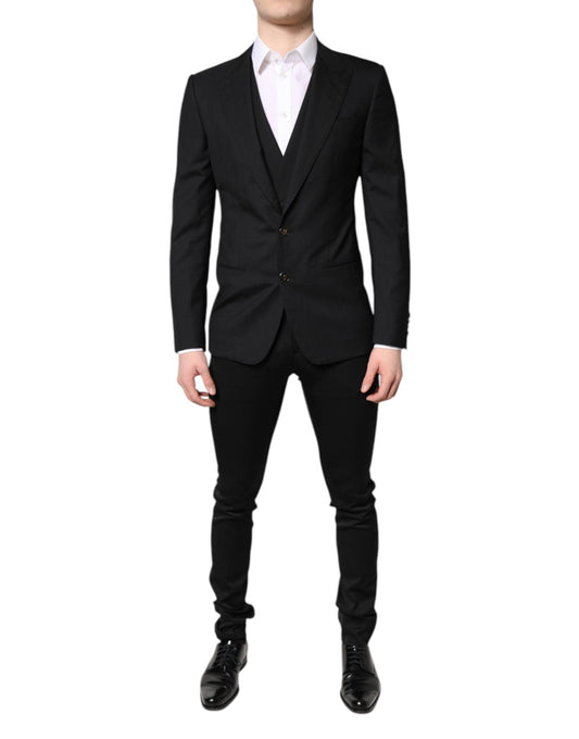 Dolce & Gabbana Black Single Breasted Formal Blazer with Vest