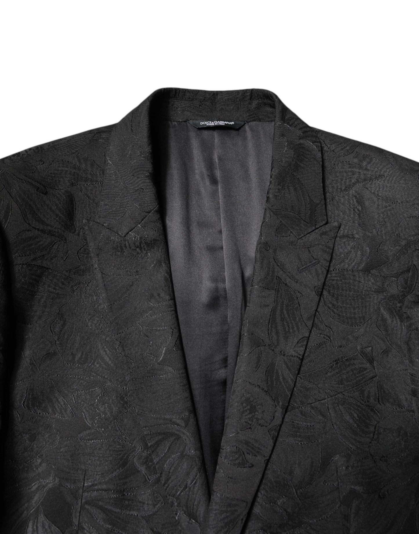 Dolce & Gabbana Black Polyester Floral Jacquard 2 Piece Suit
