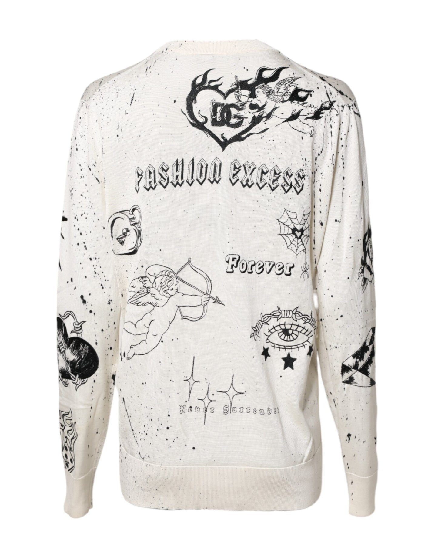 Dolce & Gabbana White Logo Angel Print Women Pullover Sweater