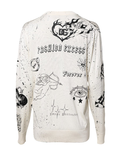 Dolce & Gabbana White Logo Angel Print Women Pullover Sweater