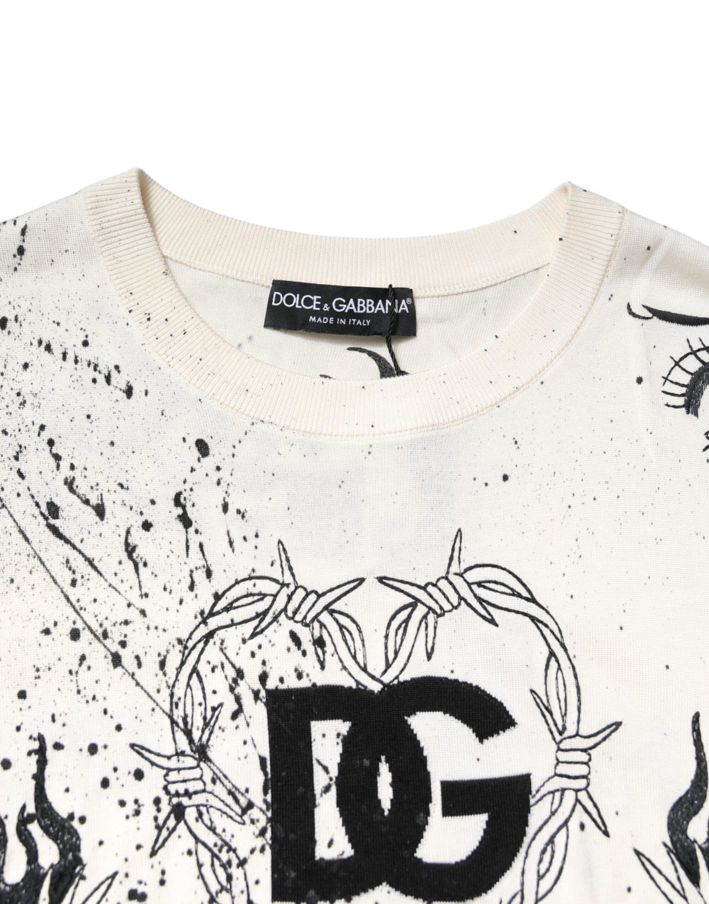 Dolce & Gabbana White Logo Angel Print Women Pullover Sweater