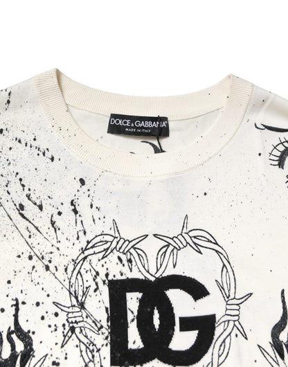 Dolce & Gabbana White Logo Angel Print Women Pullover Sweater