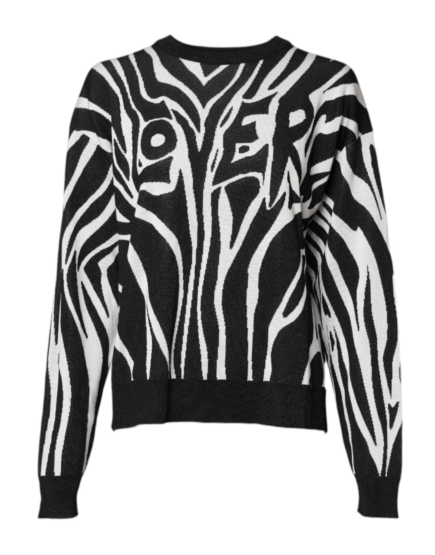 Dolce & Gabbana Black White Print Women Pullover Sweater