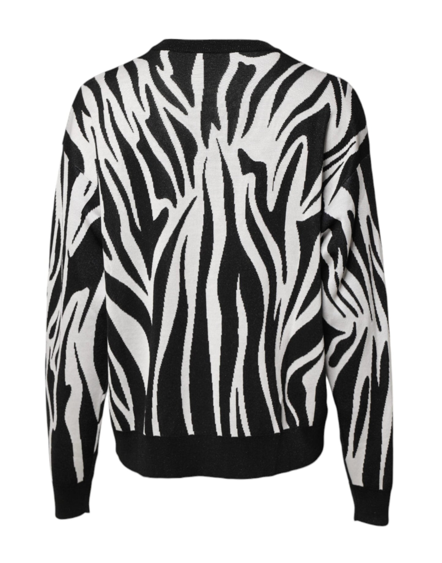 Dolce & Gabbana Black White Print Women Pullover Sweater