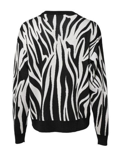 Dolce & Gabbana Black White Print Women Pullover Sweater