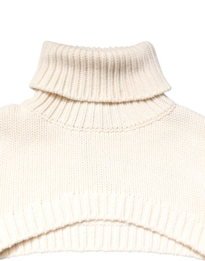 Dolce & Gabbana Ivory Cashmere Turtleneck Cropped Top Sweater