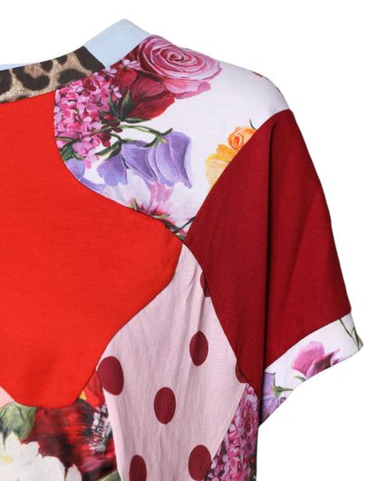 Dolce & Gabbana Multicolor Patchwork Short Sleeve Blouse Top