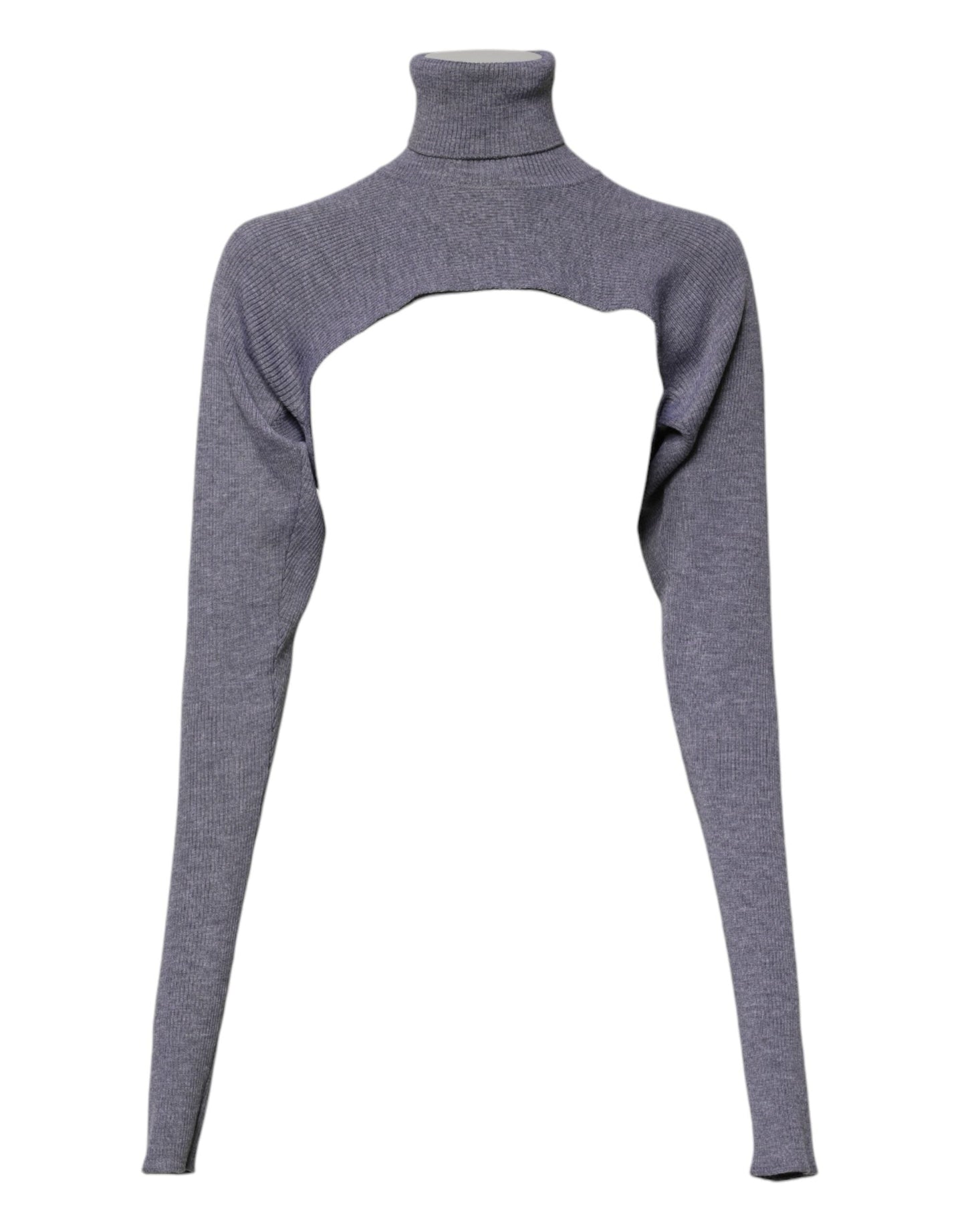Dolce & Gabbana Gray Wool Knit Turtleneck Cropped Top Sweater