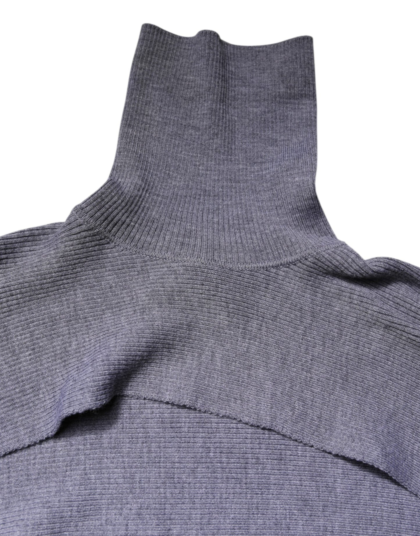 Dolce & Gabbana Gray Wool Knit Turtleneck Cropped Top Sweater