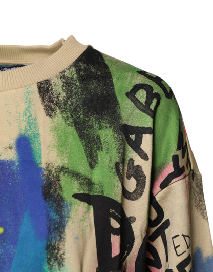 Dolce & Gabbana Multicolor Print Cotton Pullover Sweater