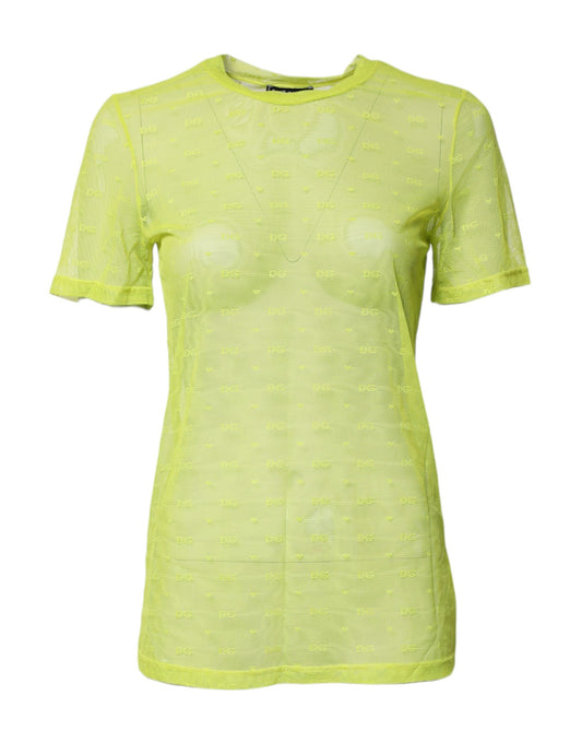 Dolce & Gabbana Green Nylon See Through Women Short Sleeves Top