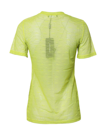 Dolce & Gabbana Green Nylon See Through Women Short Sleeves Top
