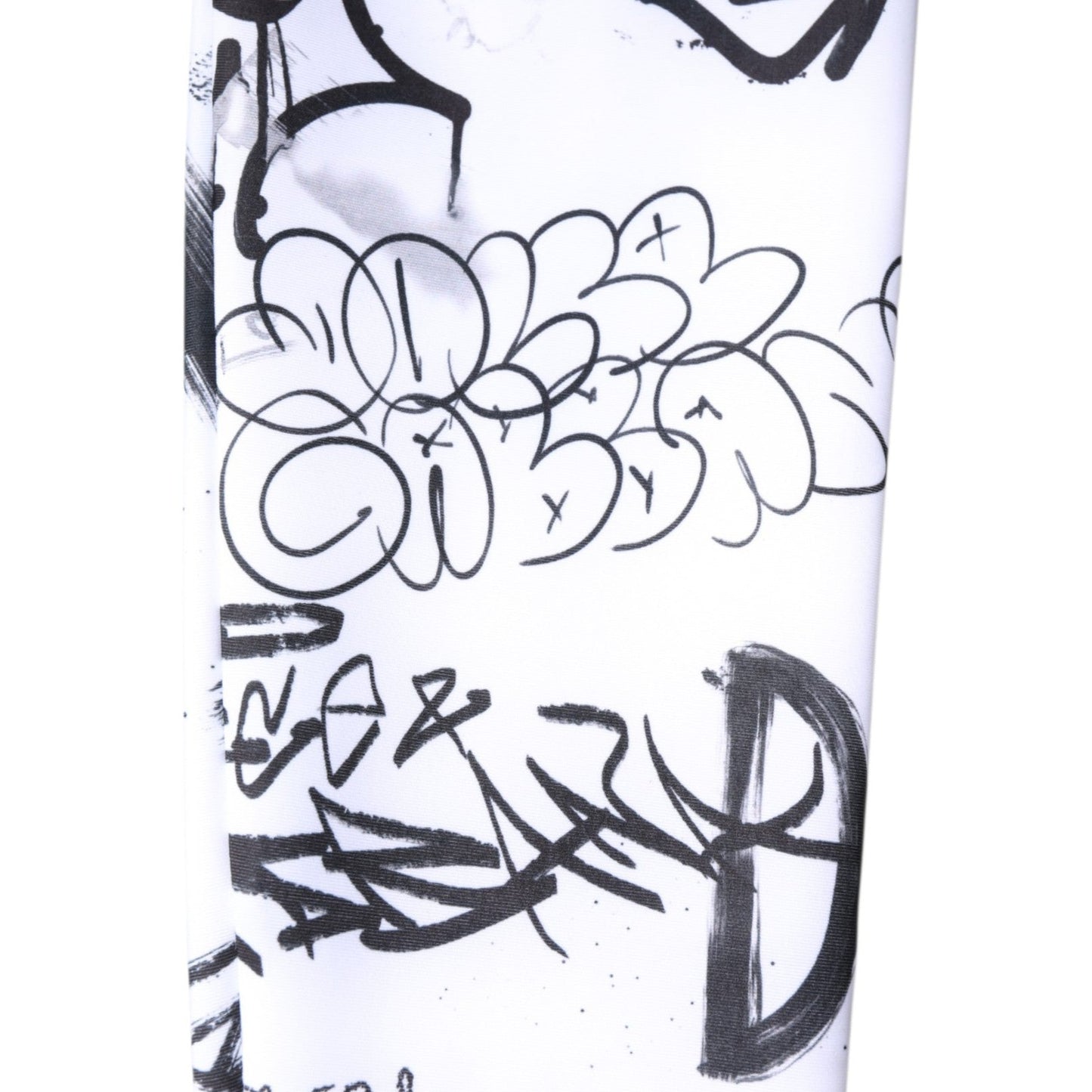 Dolce & Gabbana White Graffiti Cotton Over Calf Stockings Socks