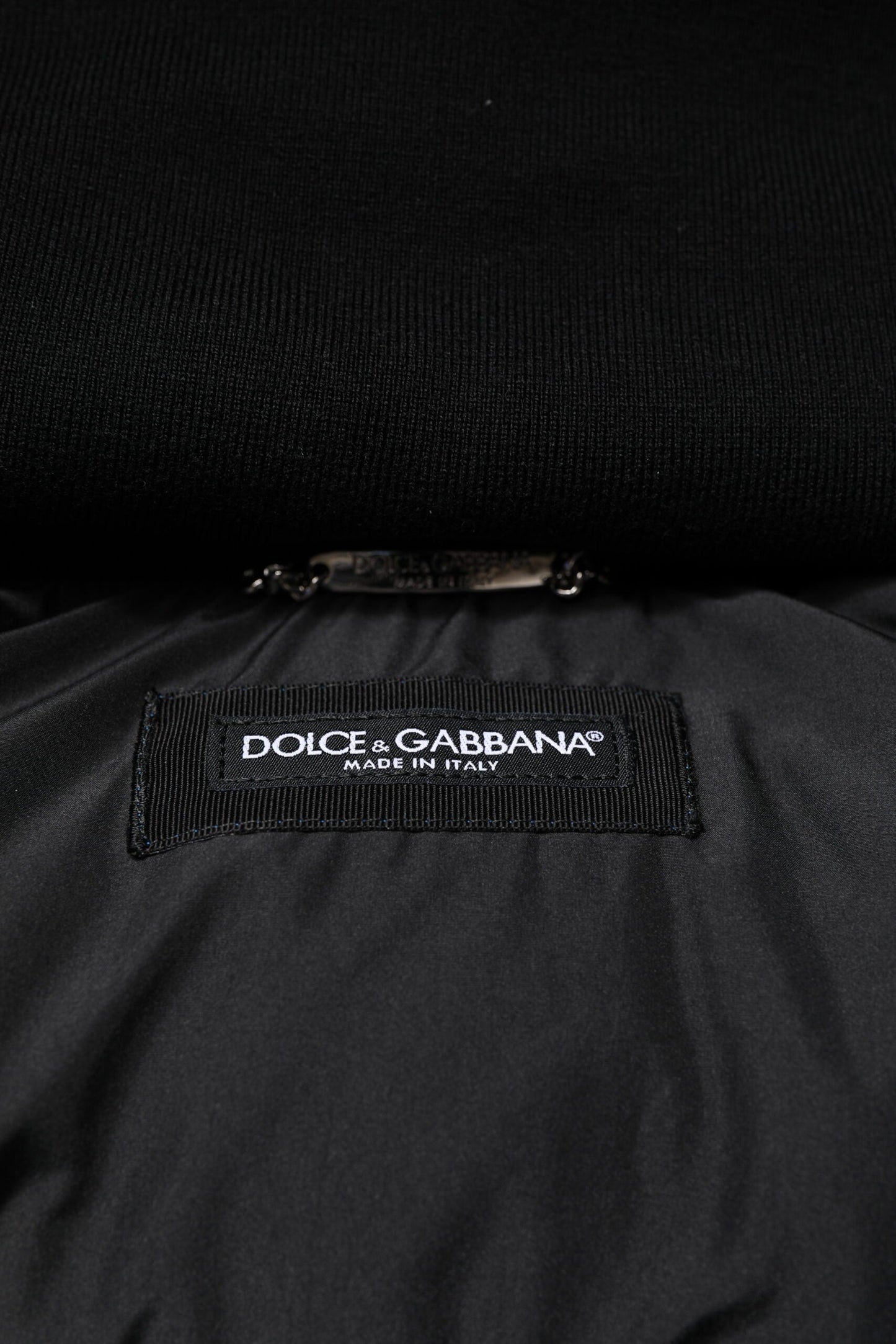 Dolce & Gabbana Blue Logo Full Zip Hooded Quilted Jacket