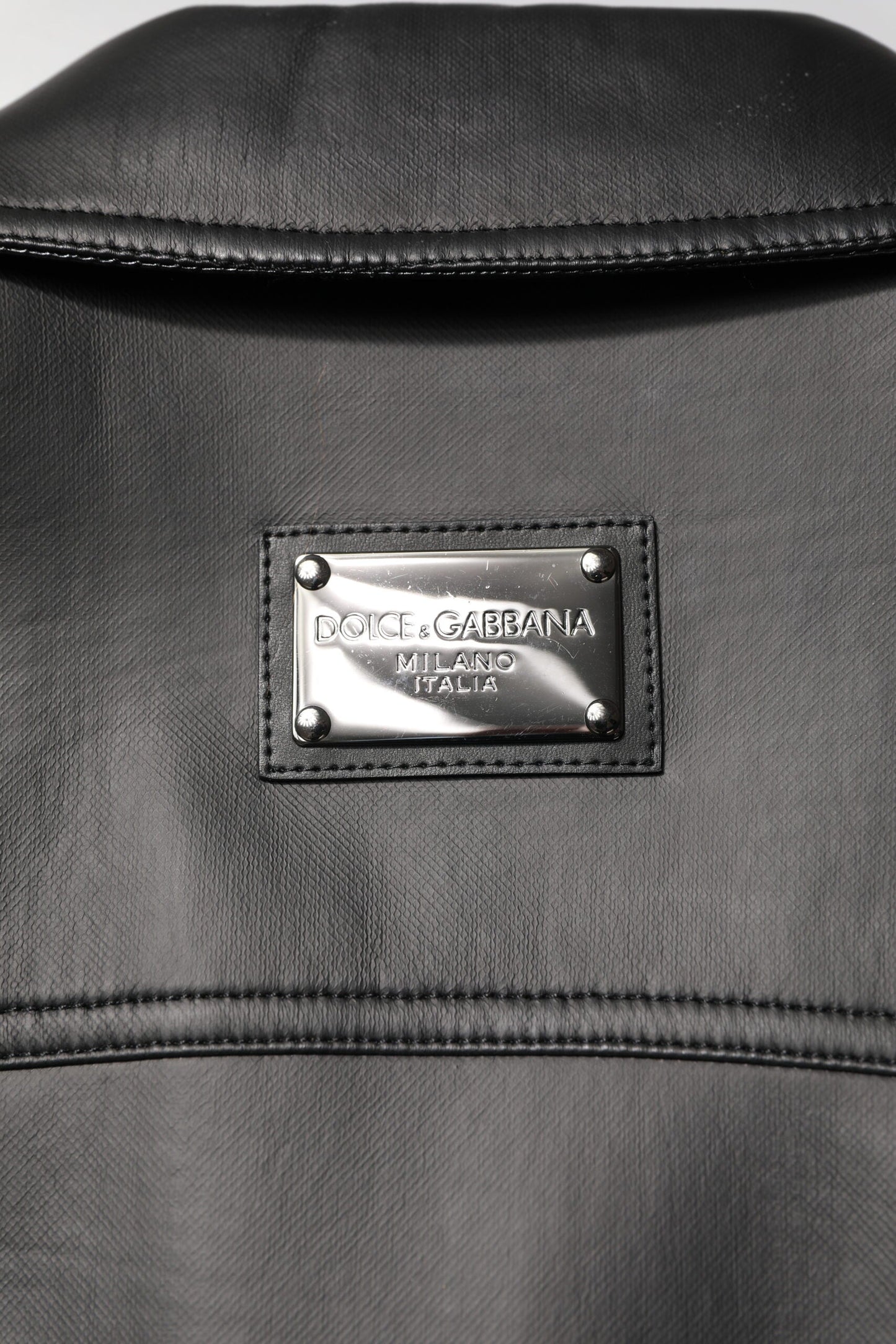 Dolce & Gabbana Black Polyester Button Down Biker Jacket