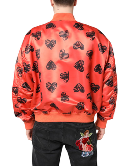 Dolce & Gabbana Orange DG Heart Full Zip Men Bomber Jacket
