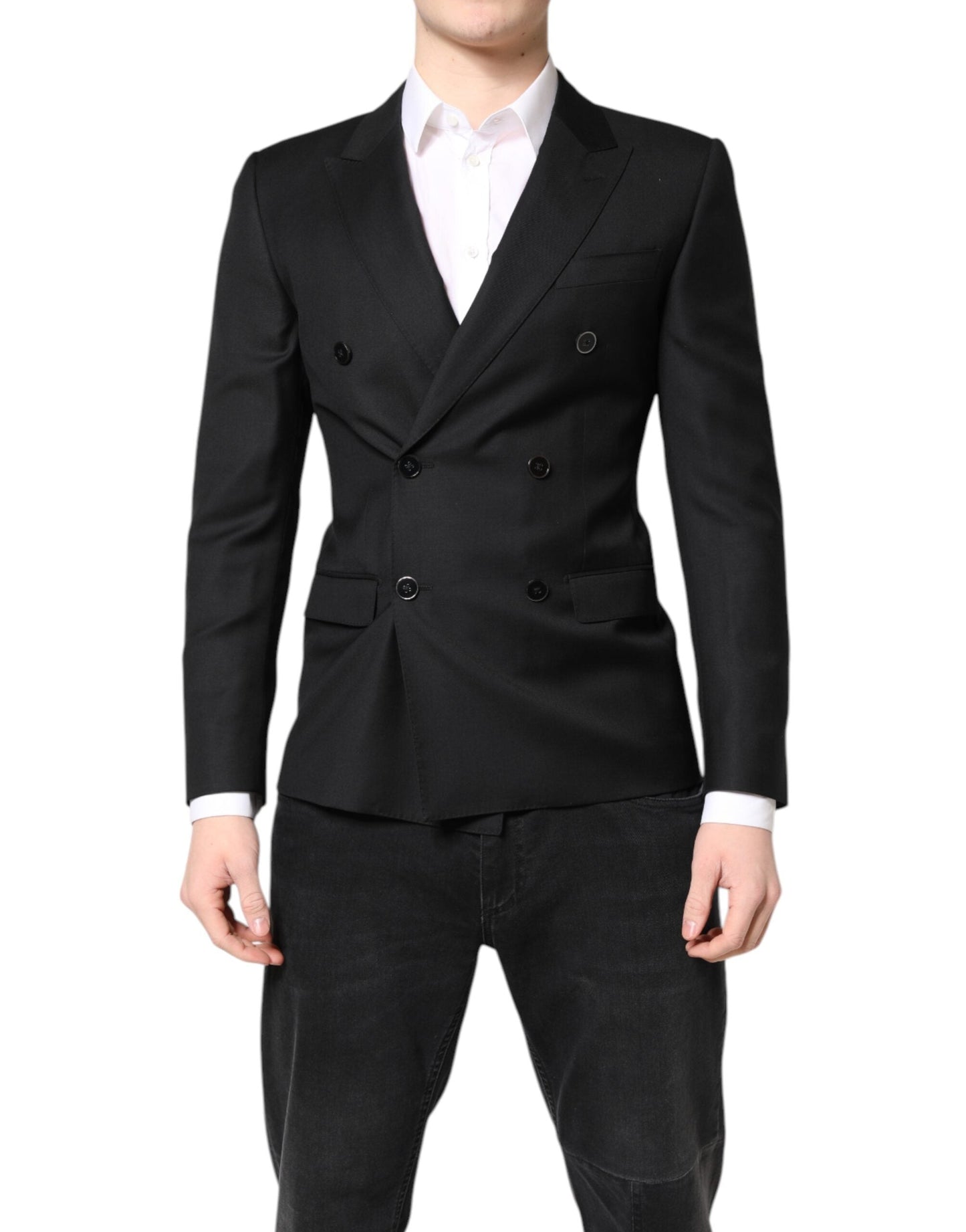 Dolce & Gabbana Black MARTINI Double Breasted Coat Blazer