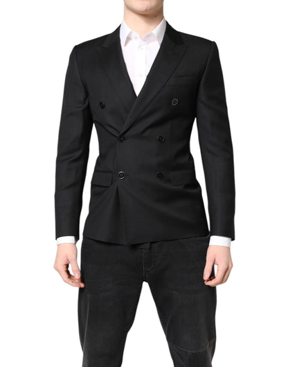 Dolce & Gabbana Black MARTINI Double Breasted Coat Blazer