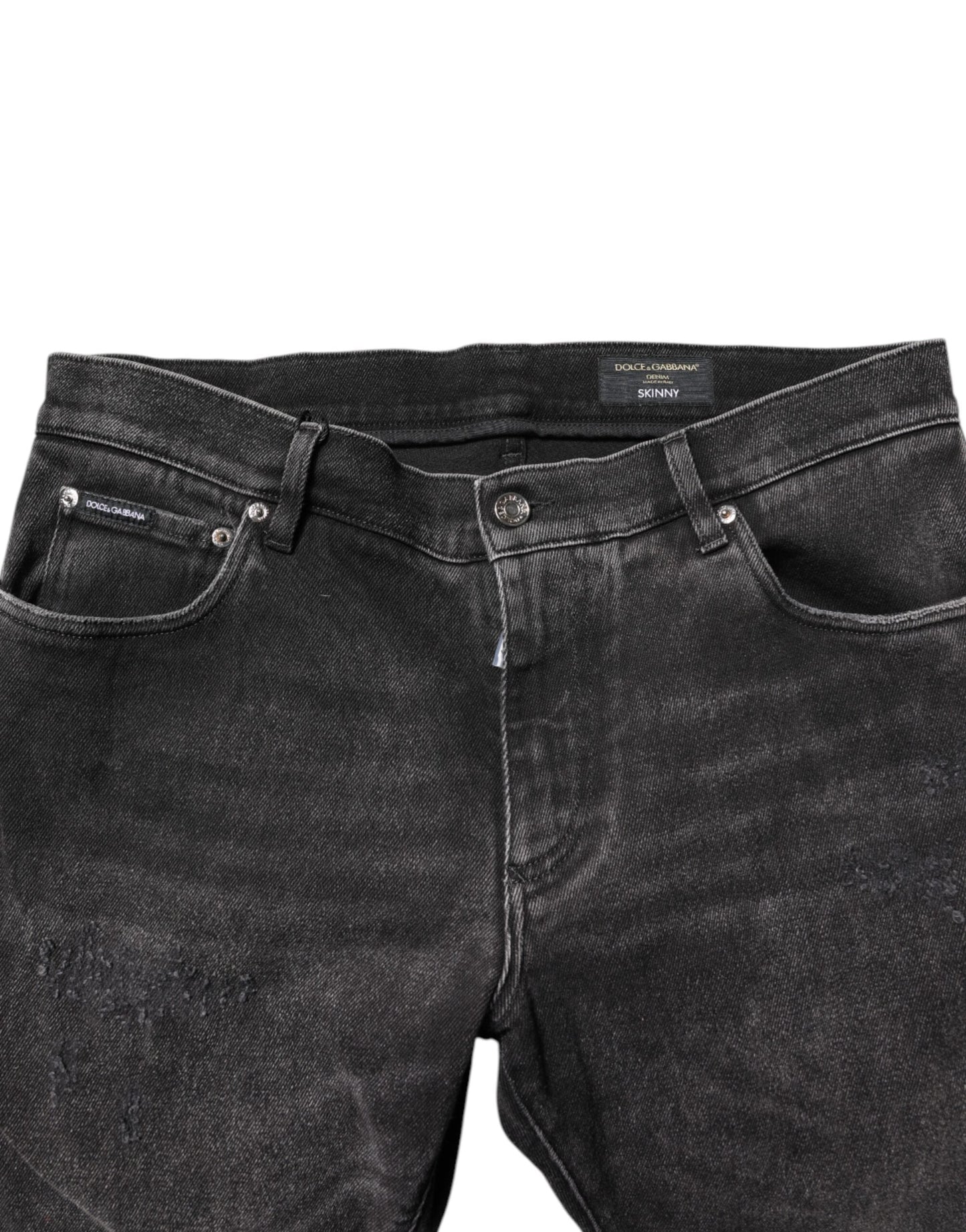Dolce & Gabbana Gray Washed Cotton Skinny Denim Jeans