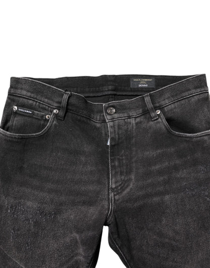 Dolce & Gabbana Gray Washed Cotton Skinny Denim Jeans