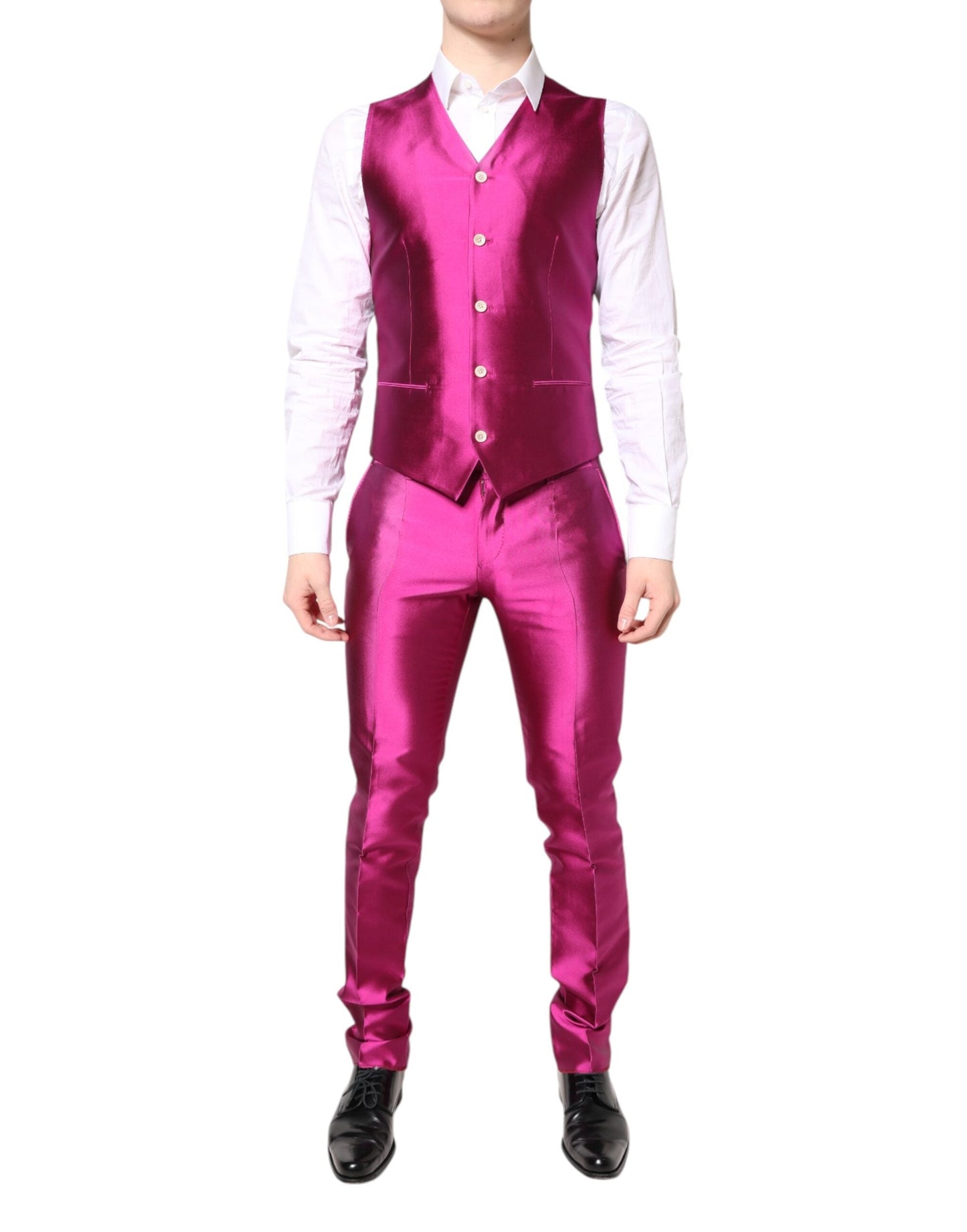 Dolce & Gabbana Pink SICILIA Double Breasted 3 Piece Suit
