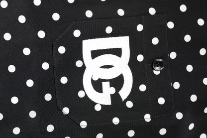 Dolce & Gabbana Black Polka Dot Short Sleeves Casual Shirt