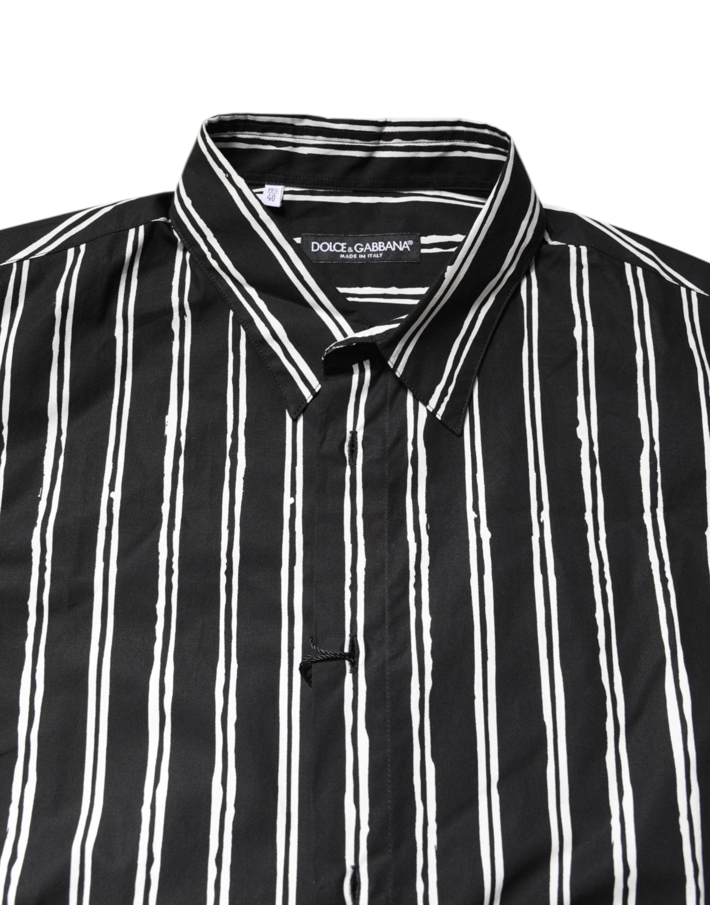 Dolce & Gabbana Black White Striped Cotton Dress Shirt