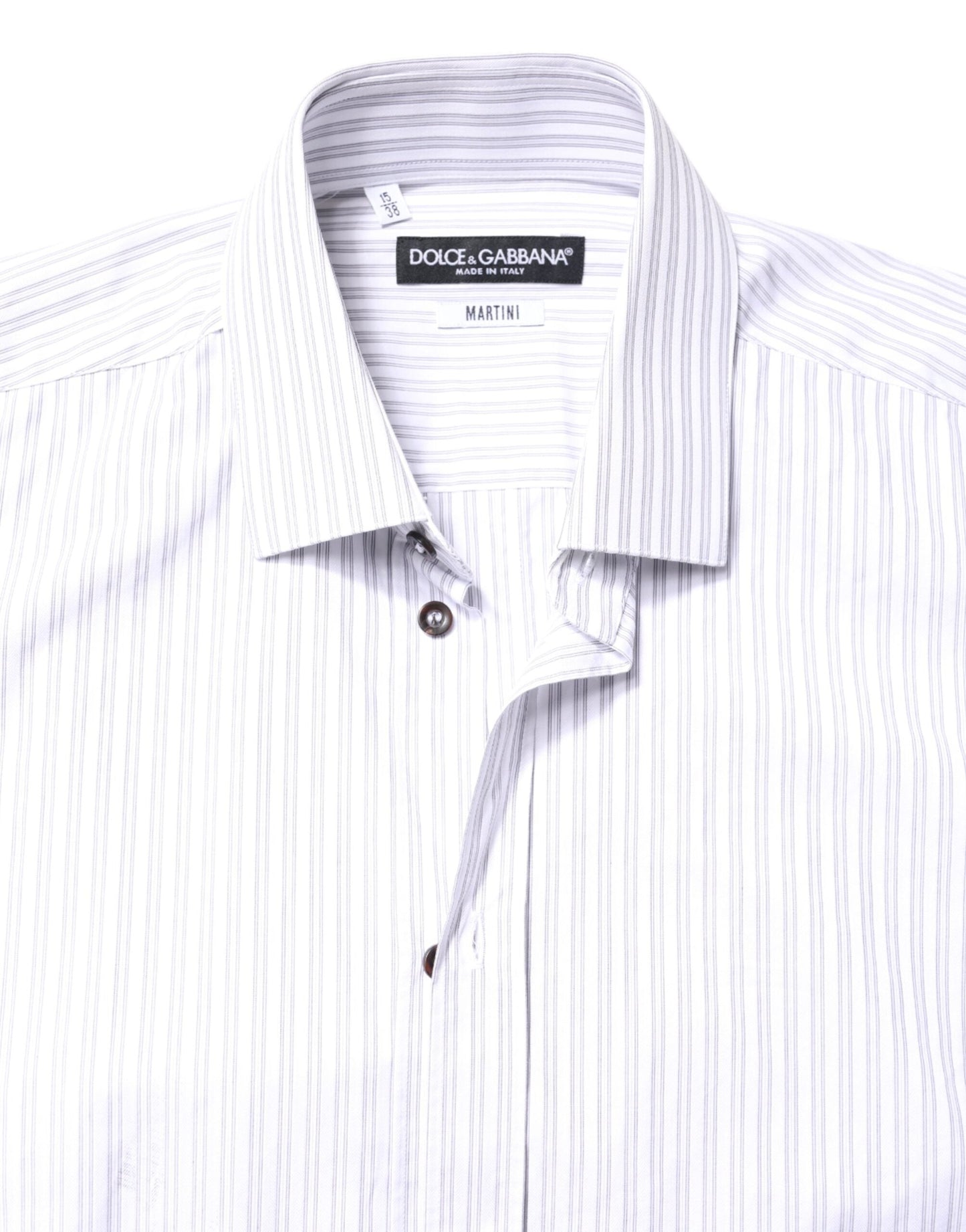 Dolce & Gabbana White Striped Cotton MARTINI Men Dress Shirt