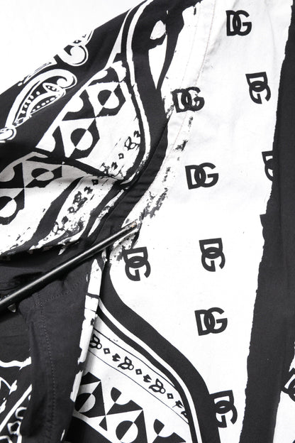 Dolce & Gabbana Black White Bandana MARTINI Men Dress Shirt