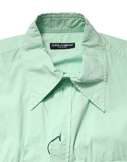 Dolce & Gabbana Green Cotton Short Sleeves Men Casual Shirt