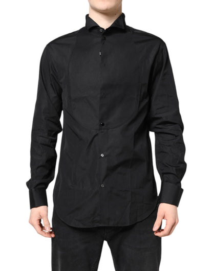 Emporio Armani Black Cotton Long Sleeves Formal Dress Shirt