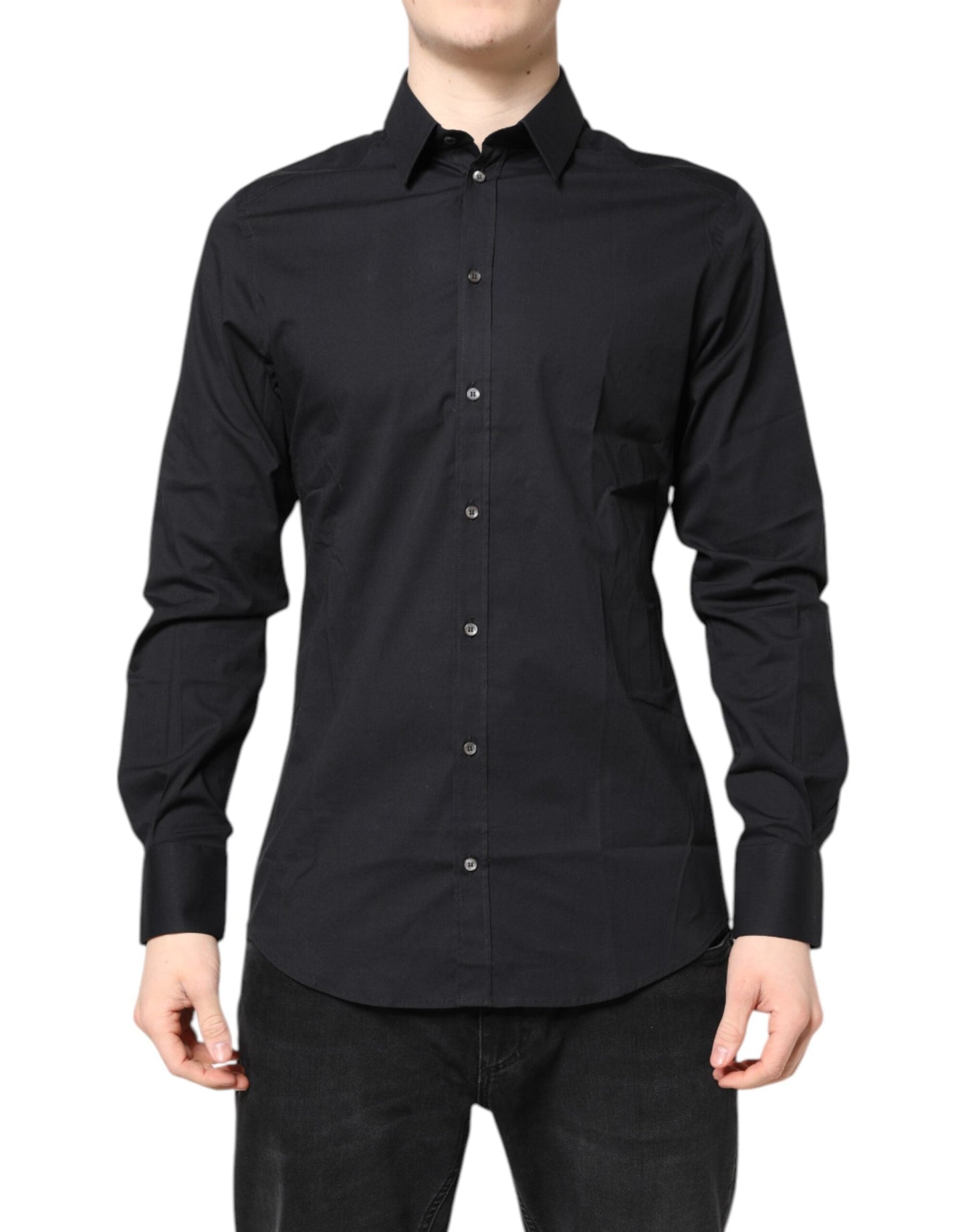 Dolce & Gabbana Black GOLD Cotton Long Sleeves Dress Shirt