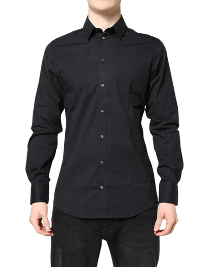 Dolce & Gabbana Black GOLD Cotton Long Sleeves Dress Shirt