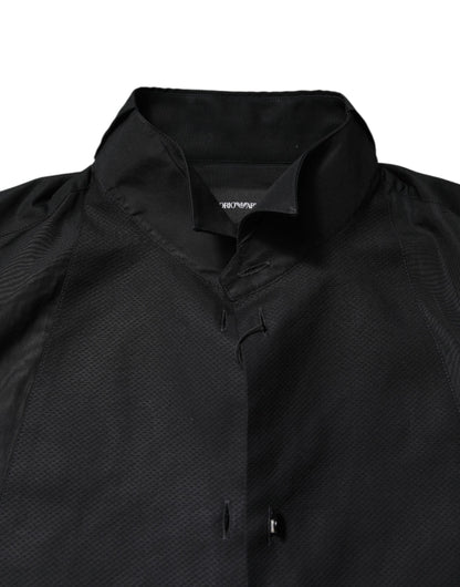 Emporio Armani Black Cotton Long Sleeves Men Formal Dress Shirt